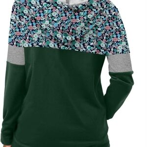 Source Unknown Floral and Dark Green Hoodie